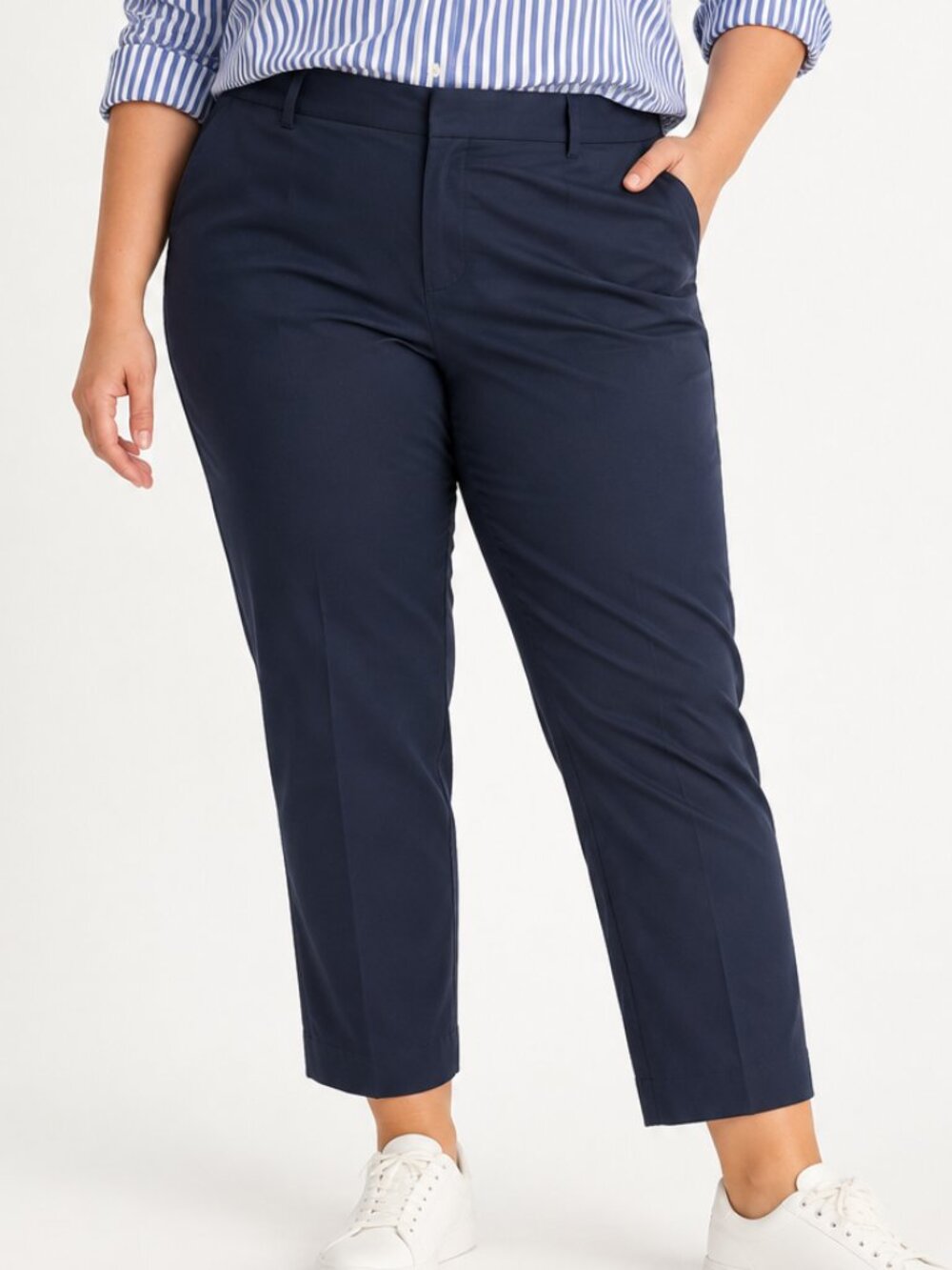 Liz Claiborne Emma Ankle Pants 20W Navy Slimming Panel NWT